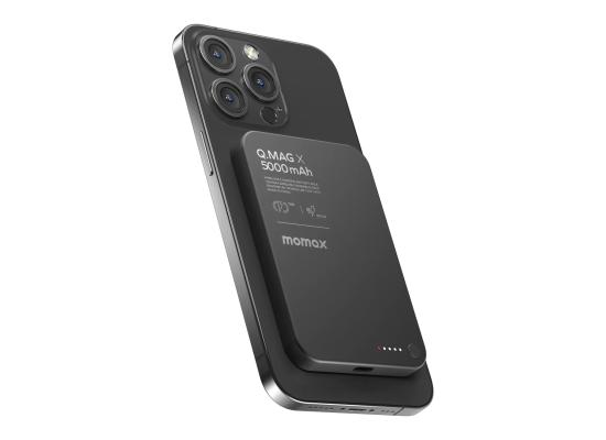 Momax Q.Mag X 5000mAh Gen2 15W Ultra Slim MagSafe Wireless Power Bank - Black